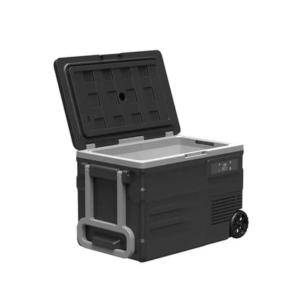 55L & 65L Car Refrigerator with Dual Power Options, LED Control Panel & Built-in Trolley – Perfect for Travel & Camping