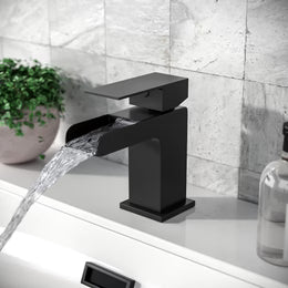 Copper Waterfall Bathroom Faucet – Chrome-Plated Basin Mixer Tap with LED Light - image 5