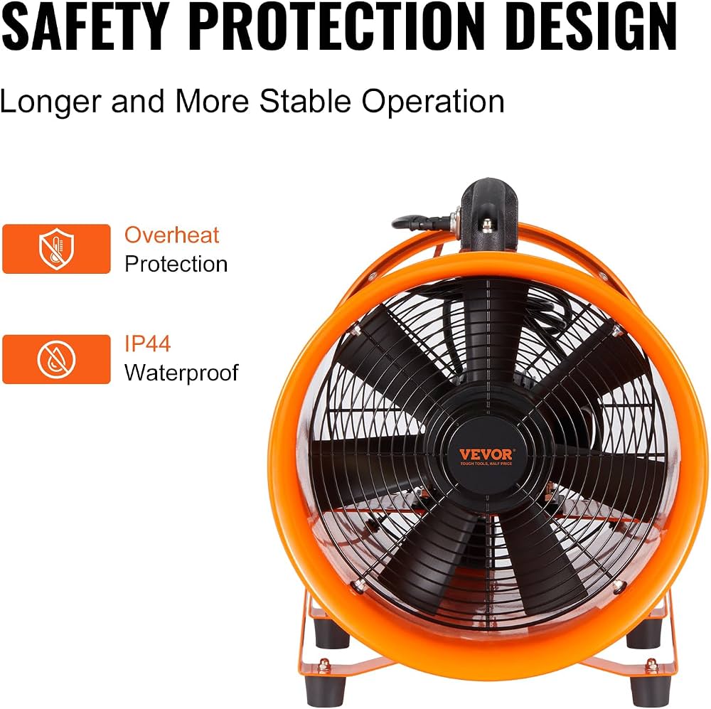 TAZEET 10-inch portable ventilator fan with 5 m duct hose - design detail