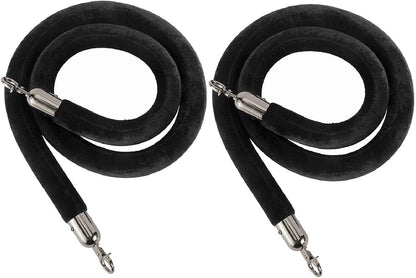 TAZEET black velvet stanchion ropes with black hooks - main product view
