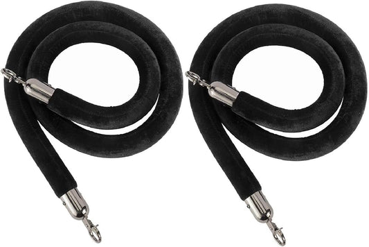 TAZEET black velvet stanchion ropes with black hooks - main product view