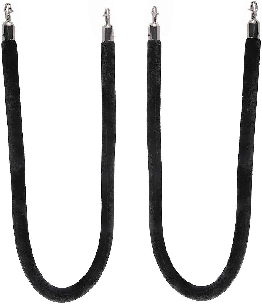 TAZEET black velvet stanchion ropes with black hooks - features and dimensions