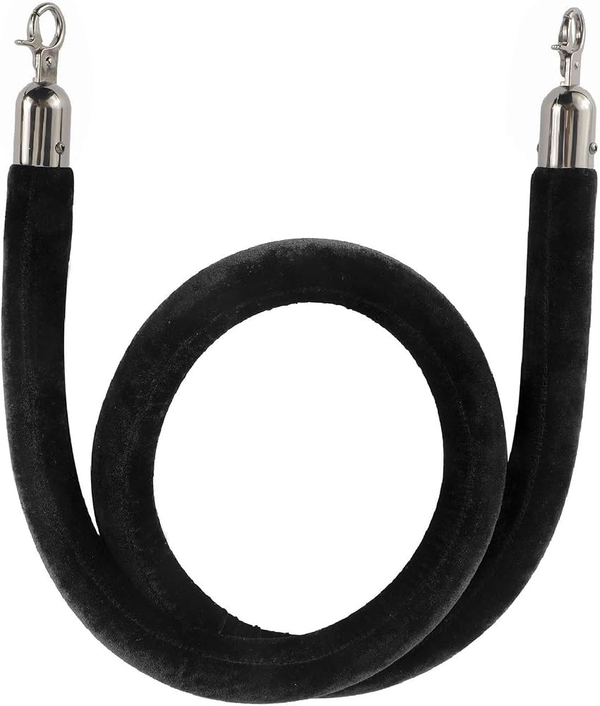 TAZEET black velvet stanchion ropes with black hooks - design detail
