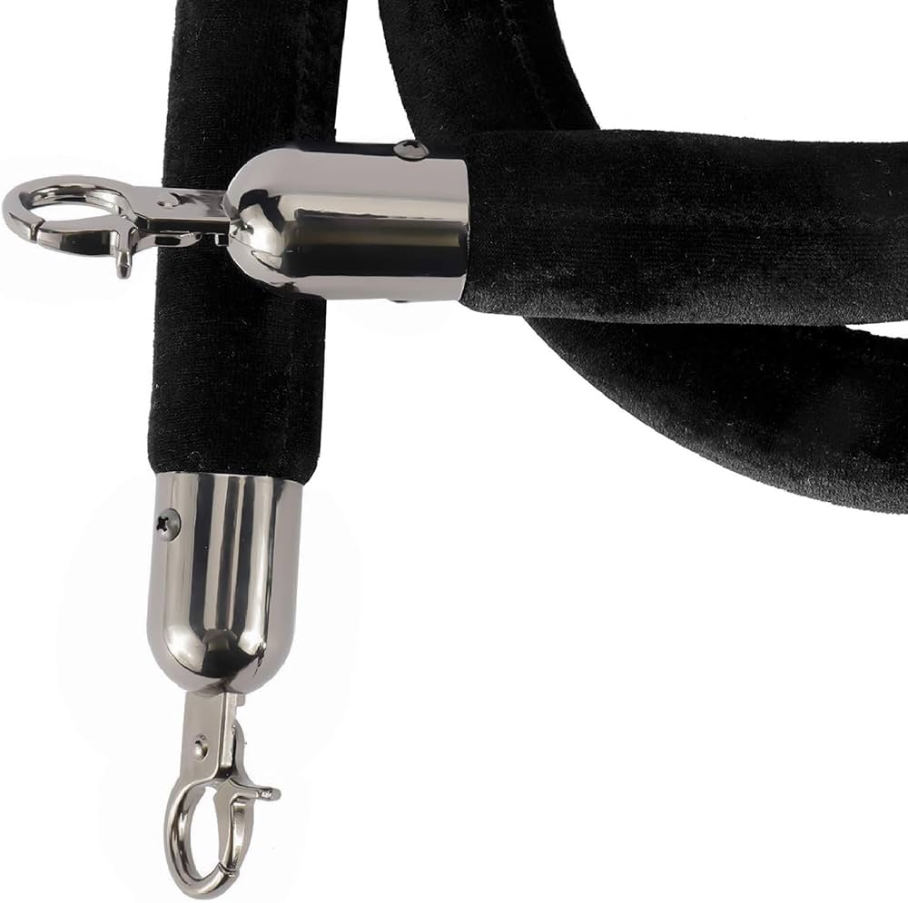 TAZEET black velvet stanchion ropes with black hooks - setup view