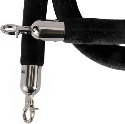 TAZEET black velvet stanchion ropes with black hooks - setup view