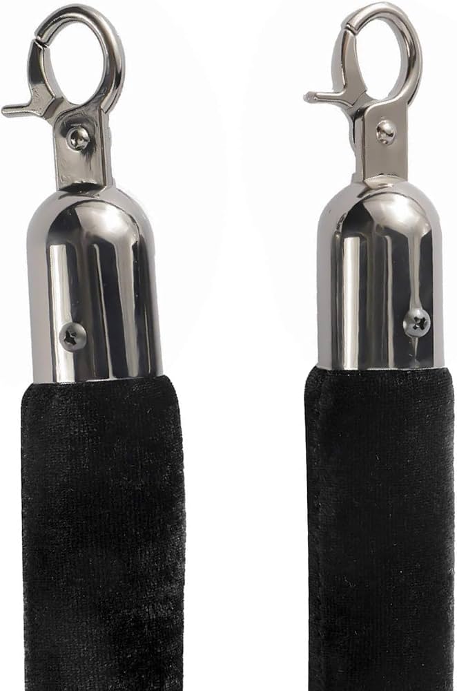 TAZEET black velvet stanchion ropes with black hooks - additional gallery view
