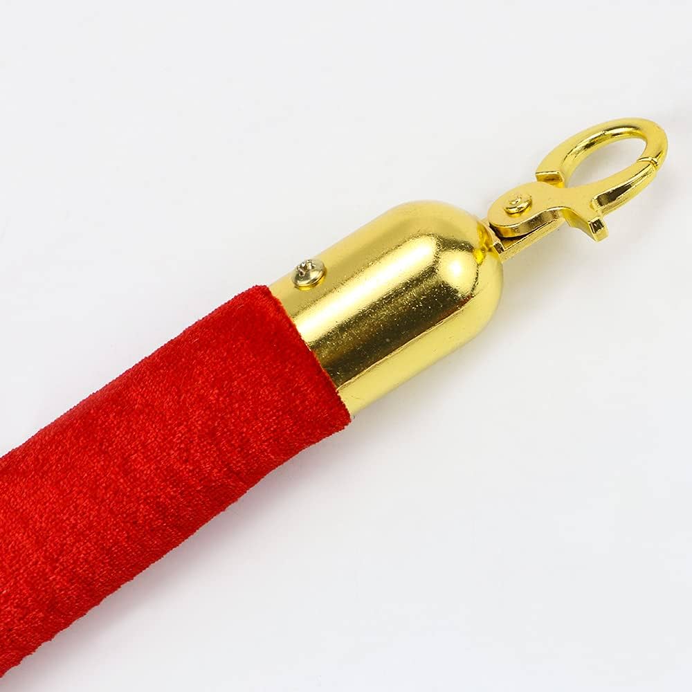 TAZEET red velvet stanchion ropes with gold hooks - features and dimensions