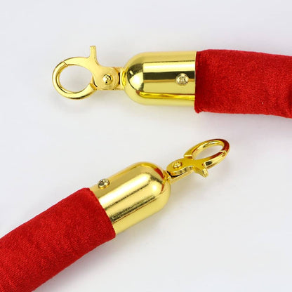 TAZEET red velvet stanchion ropes with gold hooks - construction detail