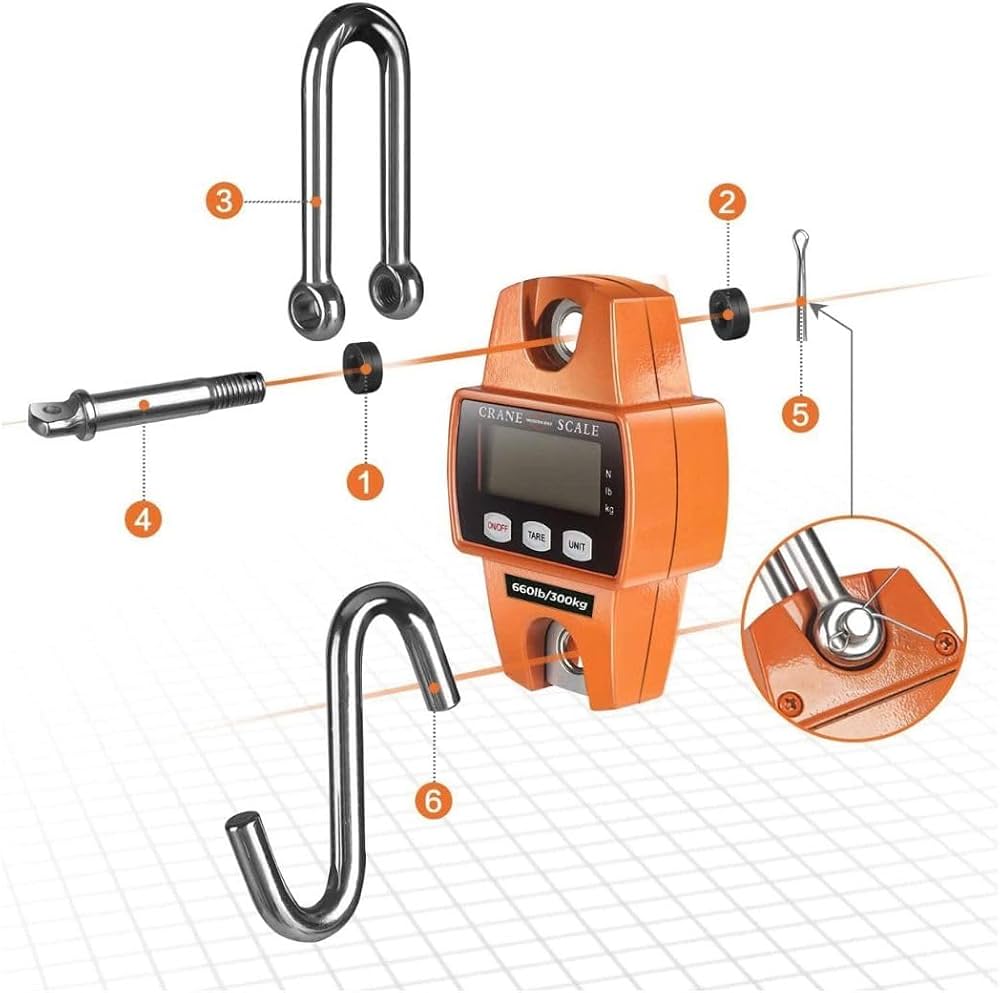 TAZEET 300 kg digital crane scale - features and dimensions