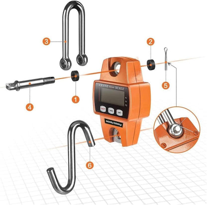 TAZEET 300 kg digital crane scale - features and dimensions