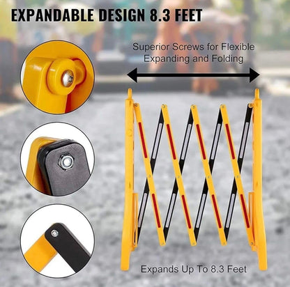 TAZEET expandable yellow safety barricade - features and dimensions