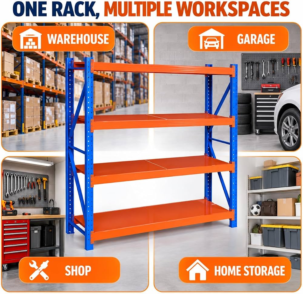 TAZEET 4-tier industrial storage rack - black colour variant