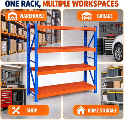 TAZEET 4-tier industrial storage rack - black colour variant
