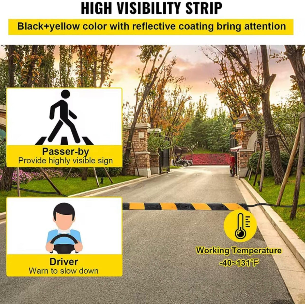 TAZEET two-channel rubber speed bump - features and dimensions