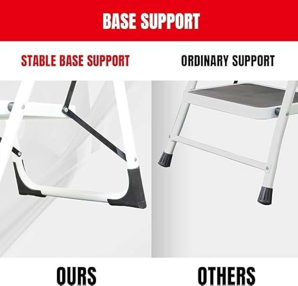 TAZEET 2-step folding ladder with handrail - design detail