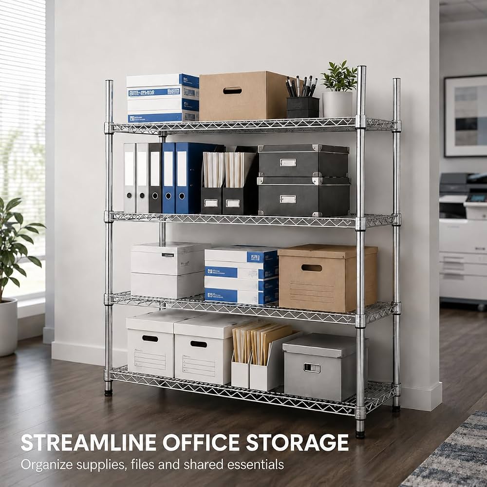 TAZEET 4-tier chrome wire shelving unit - alternate view