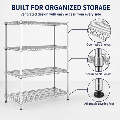 TAZEET 4-tier chrome wire shelving unit - design detail