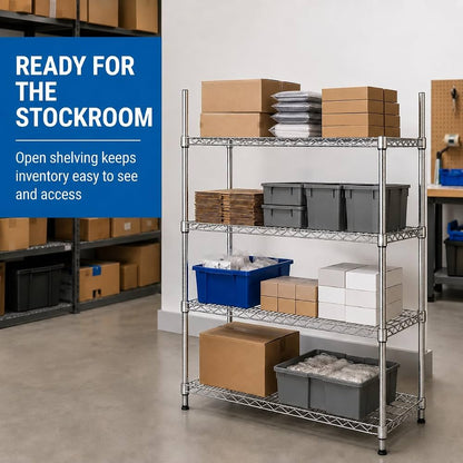 TAZEET 4-tier chrome wire shelving unit - usage view
