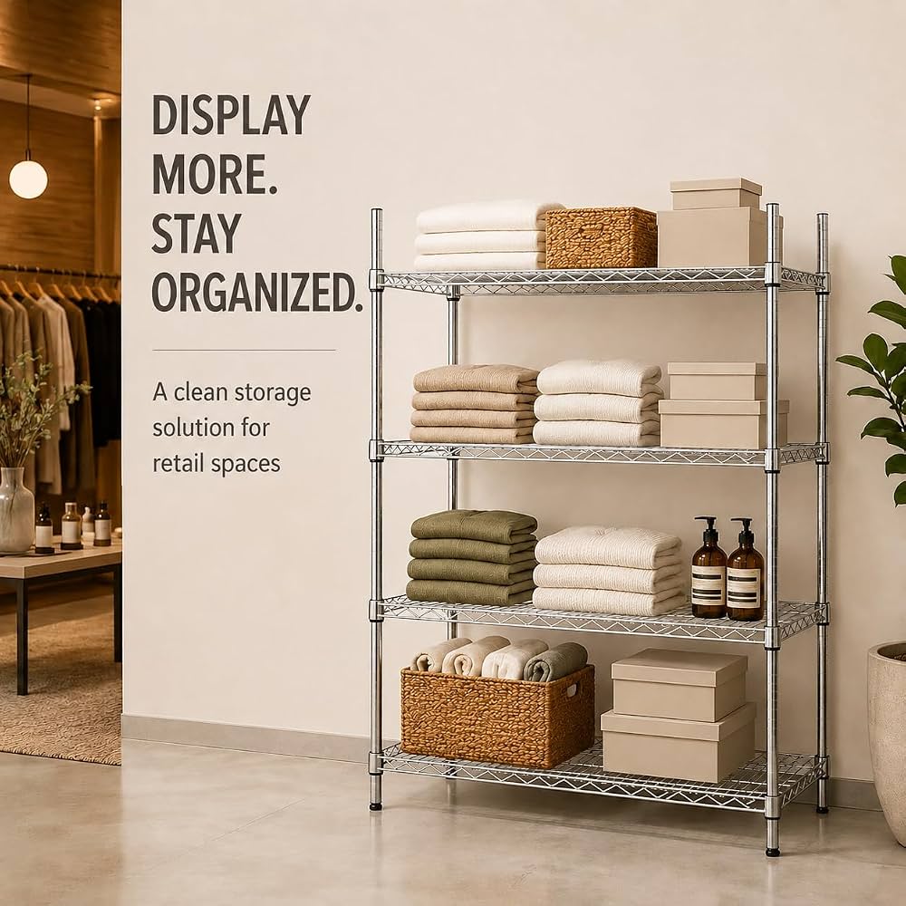 TAZEET 4-tier chrome wire shelving unit - additional gallery view