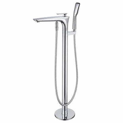 Bath Tap with Hand Shower – Floor-Mounted Brass Bathtub Faucet Set