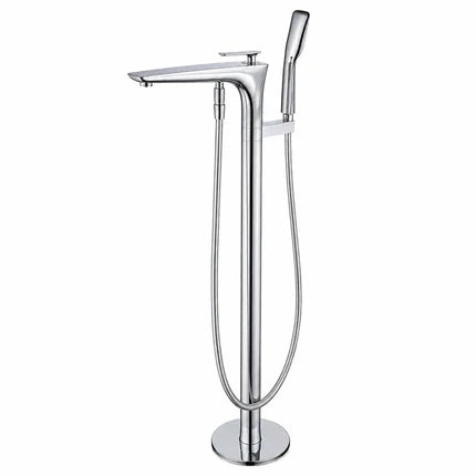 Bath Tap with Hand Shower – Floor-Mounted Brass Bathtub Faucet Set