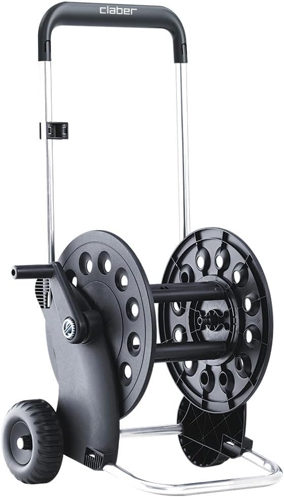 Claber Ecosei Hose Reel - Professional Grade, 60m Capacity, Durable Polypropylene & Aluminum, Black - Tazeet.com