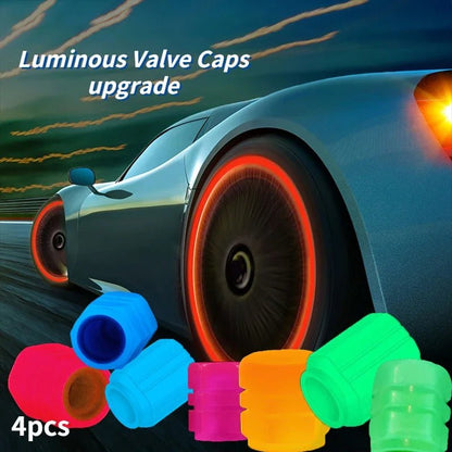 Colourful Luminous Valve Caps Car Motorcycle Bicycle Night Glowing Tyre Cap Decor - Tazeet.com