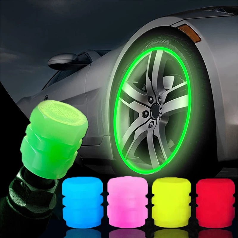 Colourful Luminous Valve Caps Car Motorcycle Bicycle Night Glowing Tyre Cap Decor - Tazeet.com