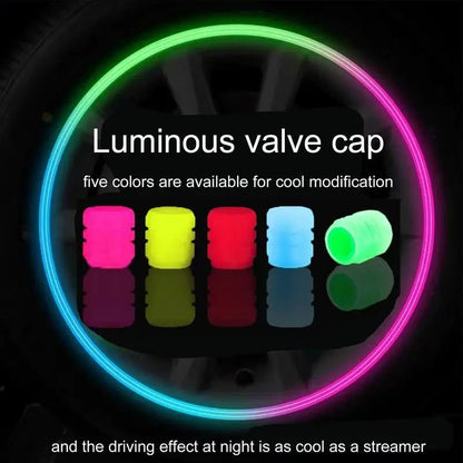 Colourful Luminous Valve Caps Car Motorcycle Bicycle Night Glowing Tyre Cap Decor - Tazeet.com