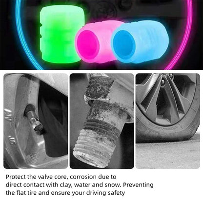 Colourful Luminous Valve Caps Car Motorcycle Bicycle Night Glowing Tyre Cap Decor - Tazeet.com