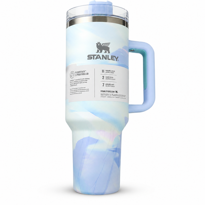 Stanley Quencher H2.0 FlowState tumbler 40 oz in Cool Serene Brushstrokes, stainless steel with handle and straw