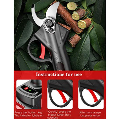 Cordless Pruner for Gardening Cutting Branches Fruit, Cordless Electric Electric Pruning Shears SK5 25mm Cutting Diameter, 2 Rechargeable 21V 7500 MAh Battery (7500mAh) - Tazeet.com