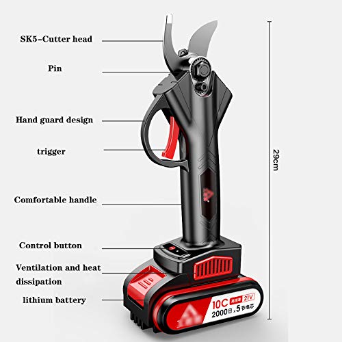 Cordless Pruner for Gardening Cutting Branches Fruit, Cordless Electric Electric Pruning Shears SK5 25mm Cutting Diameter, 2 Rechargeable 21V 7500 MAh Battery (7500mAh) - Tazeet.com