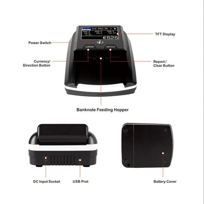 Mini Currency Counter Model CN-136 with Multi-Currency Support and Advanced Detection - Tazeet.com