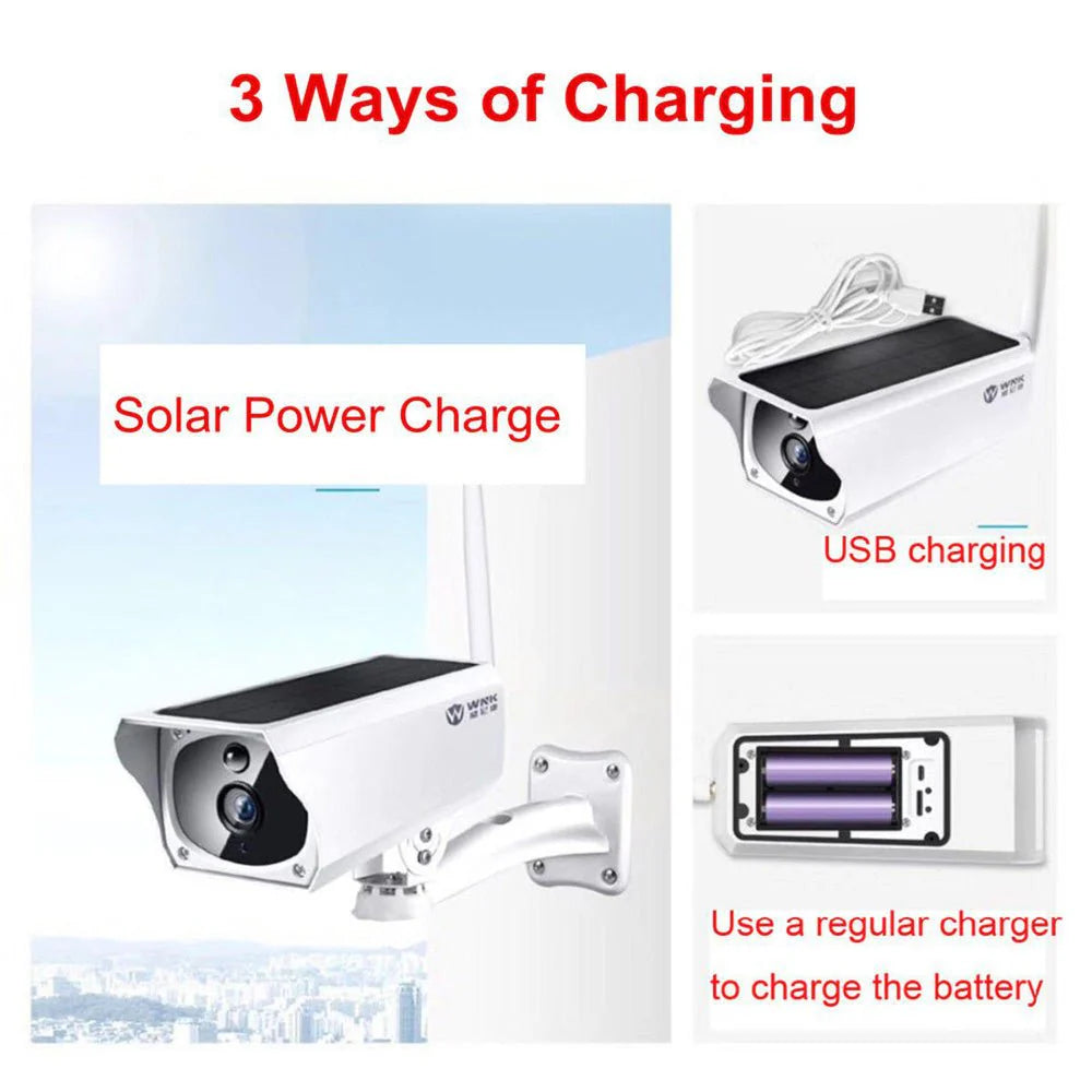 NIP Solar Camera | 2MP, 1080P, Wi-Fi, IR Night Vision, Two-Way Audio, IP67 Waterproof - Tazeet.com