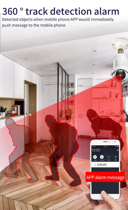PTZ Wireless Bulb Camera TC76 | 2MP | 720P HD | 275° Pan & 95° Tilt | IR Night Vision | Motion Detection | Two-way Audio | Wi-Fi | Waterproof | App Connectivity - Tazeet.com