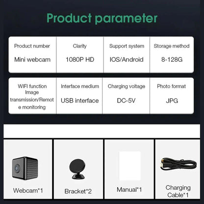 Mini Wireless Camera W10 | 1080P Wi-Fi Compact Security Cam with Night Vision & Motion Detection - Tazeet.com