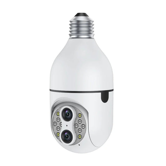 PTZ Wireless Bulb Dual Lens Camera Y24 | 4MP Dual Lens | 1080P Resolution | 10x Zoom | 360° Pan & 90° Tilt | Motion Detection | IR Night Vision | Wi-Fi | App Connectivity - Tazeet.com