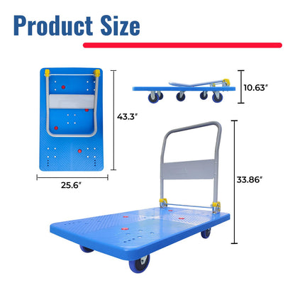 Dawot 660lbs Foldable Platform Truck Dolly with Swivel Wheels, Heavy Duty Moving Platform Hand Truck, Moving Flatbed Cart Push Cart Platform Dolly Cart for Groceries, Warehouse(35.43" x 23.62") - Tazeet.com