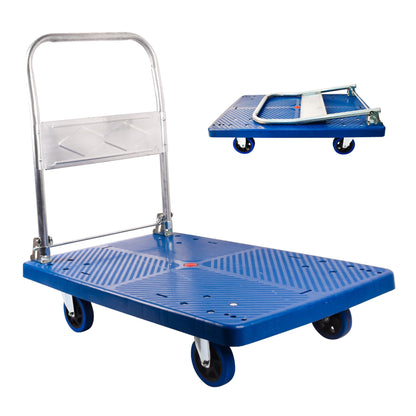 Dawot 660lbs Foldable Platform Truck Dolly with Swivel Wheels, Heavy Duty Moving Platform Hand Truck, Moving Flatbed Cart Push Cart Platform Dolly Cart for Groceries, Warehouse(35.43" x 23.62") - Tazeet.com