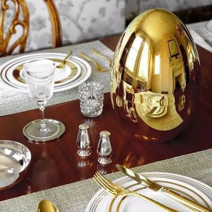 Elegance Stainless Steel Egg Cutlery Organizer - 24 Pcs Gold Set, Spoon, Fork, Knife - Luxurious Dinner Cutlery Set - Tazeet.com