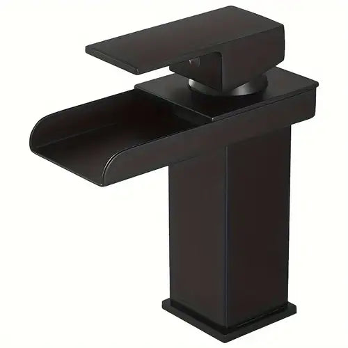TAZEET Luxury Copper Waterfall Bathroom Faucet – Chrome Plated Basin Mixer Tap with LED Light, Single Handle Hot & Cold Sink Faucet for Vanity & Washbasin