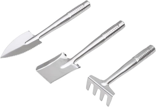 Kids Gardening Tools Set - Stainless Steel Shovel, Rake, Fork & Trowel