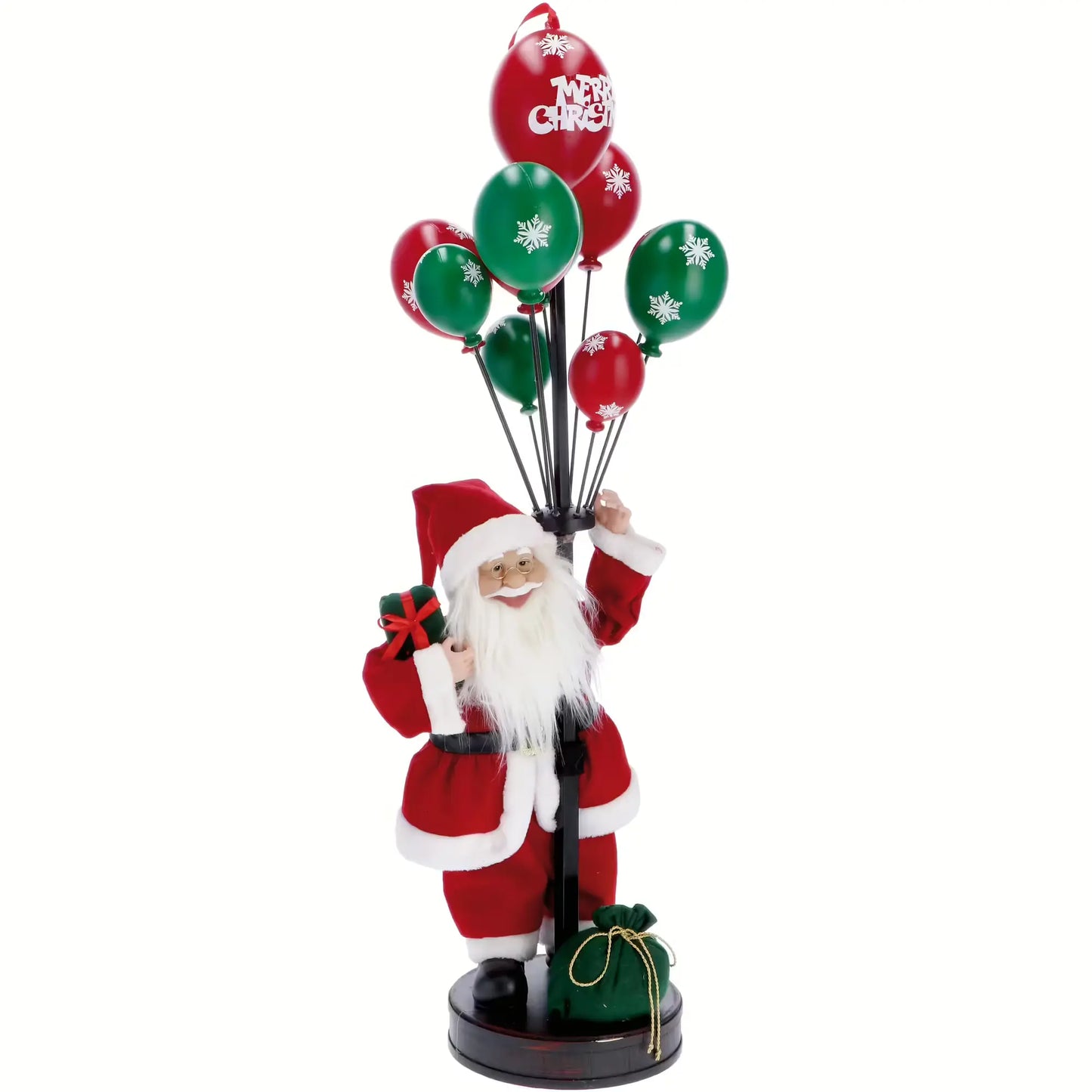 Plastic Santa Claus with Red and Green Balloons – 112 cm Tall Christmas Decoration for Indoor & Outdoor Display