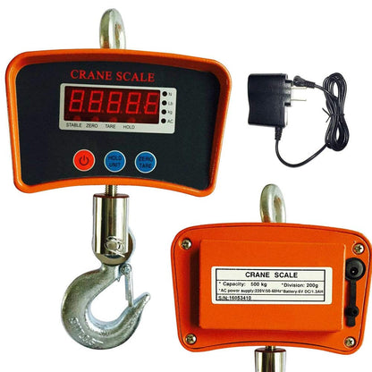 Hanging Scale, 1100Lb/500Kg Industrial Crane Hoist Scale LCD Digital Electronic Hook Hanging Weight Scale W/LED Display for Farm, Hunting, Bow Draw Weight, Big Fish & Hoyer Lift - Tazeet.com