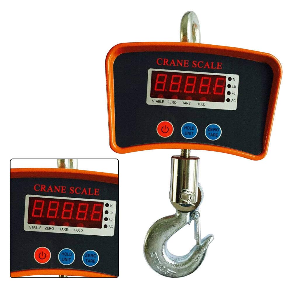 Hanging Scale, 1100Lb/500Kg Industrial Crane Hoist Scale LCD Digital Electronic Hook Hanging Weight Scale W/LED Display for Farm, Hunting, Bow Draw Weight, Big Fish & Hoyer Lift - Tazeet.com