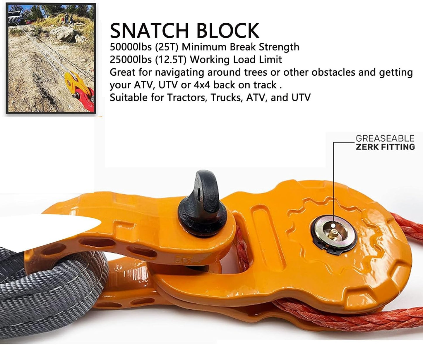 Dpofirs 25T Heavy-Duty Snatch Block - 12.5T Working Load Limit - product image 3