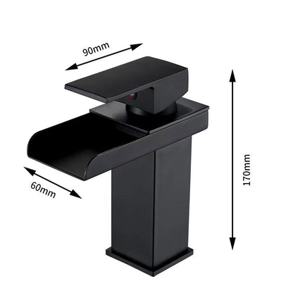 Single-handle waterfall bathroom faucet for vanity basin