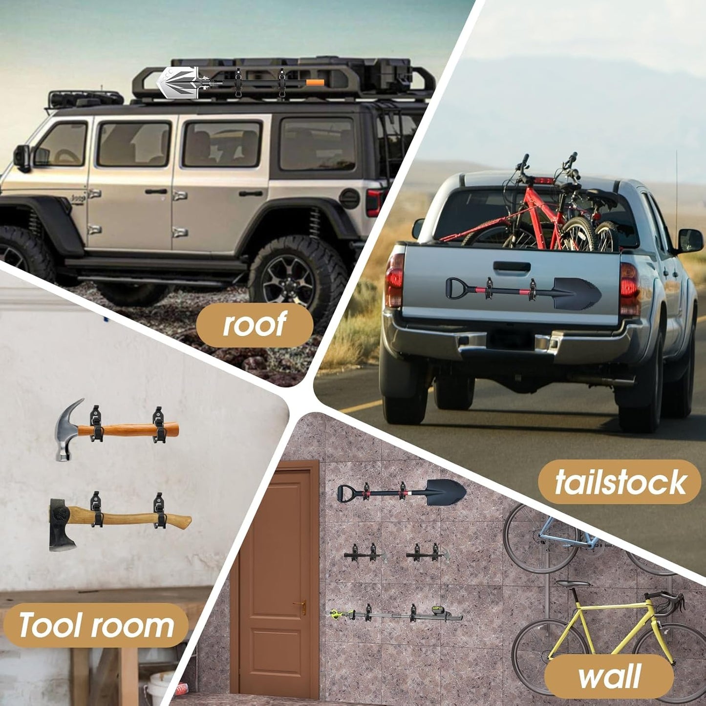 4-Pack Heavy Duty Shovel Holders - Roof Rack Tool Mount Clamps - product image 5
