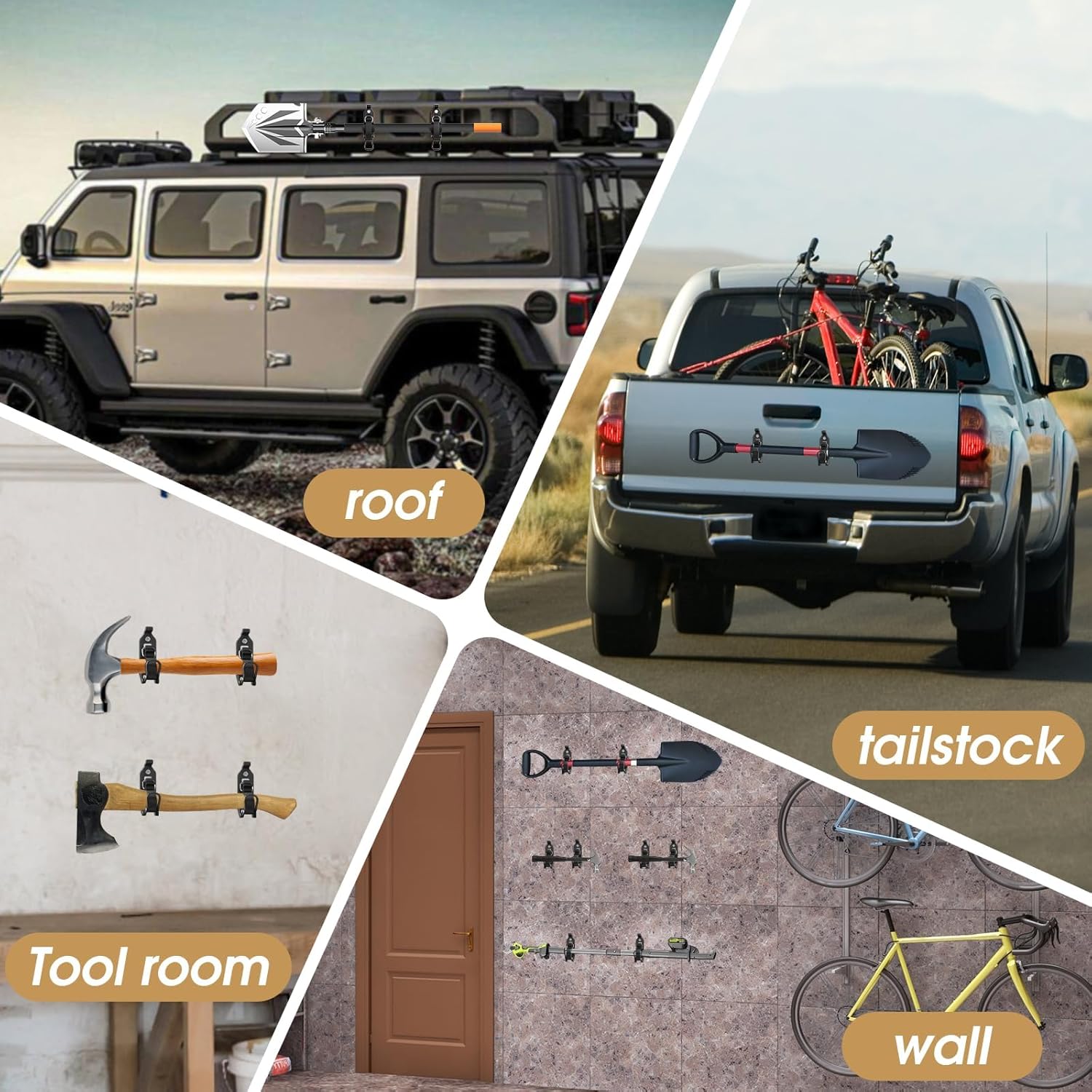4-Pack Heavy Duty Shovel Holders - Roof Rack Tool Mount Clamps - product image 5